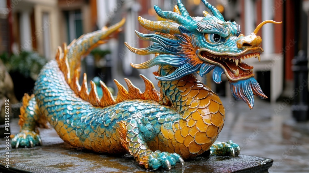 Obraz premium Ornate Chinese dragon statue