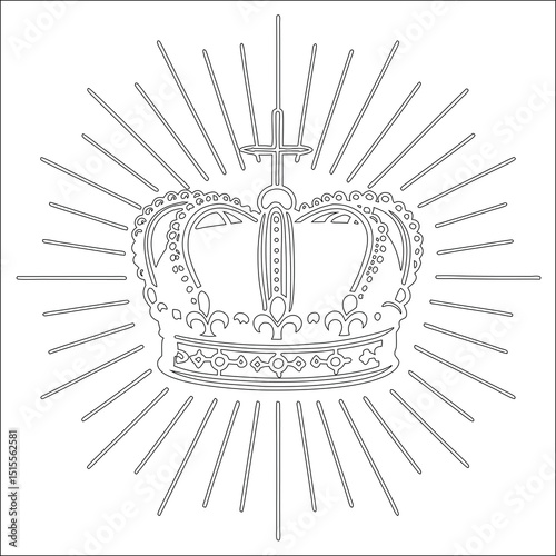 Vector grunge emblem of a crown of thorns with a royal shield decoration, perfect for a vintage logo or tattoo design illustration