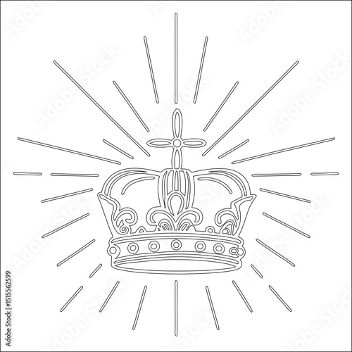 A royal crown vector illustration depicts a vintage black symbol of a crown of thorns, ideal for a religious logo design or tattoo decoration