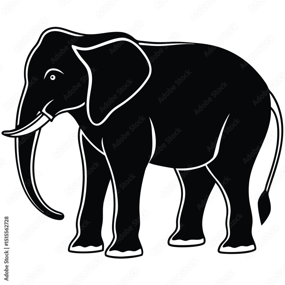 Obraz premium silhouette elephant on white background
