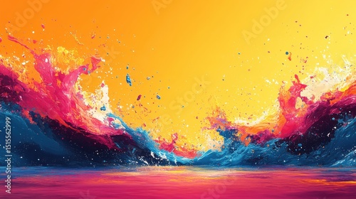 Colorful Abstract Wave of Artistic Expression Powerful Brushstrokes Vivid Colors Energetic Motion Dynamic Splashes Artistic Creation Playful Mood