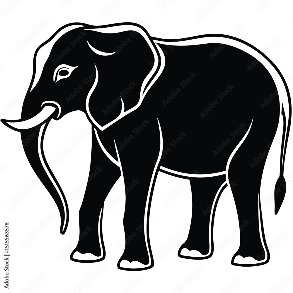 Fototapeta premium silhouette elephant on white background