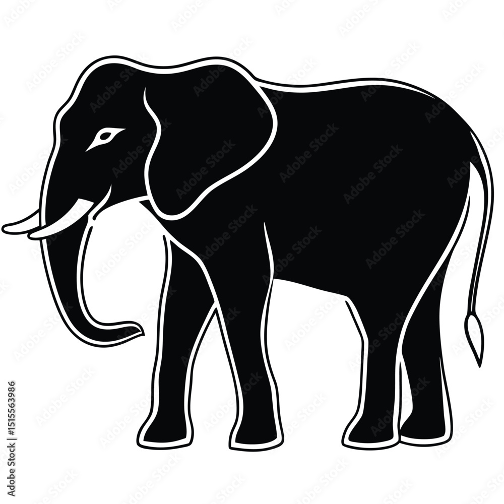 Fototapeta premium silhouette elephant on white background