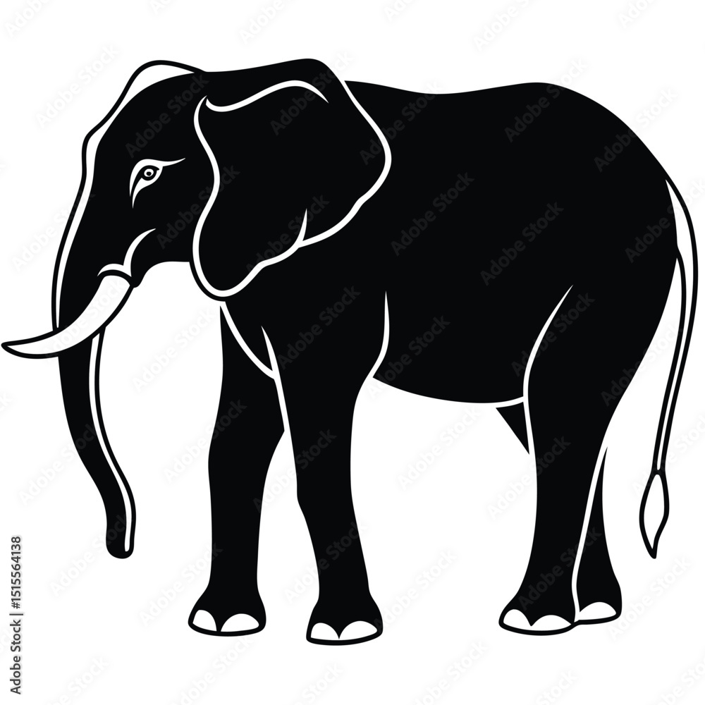 Fototapeta premium silhouette elephant on white background