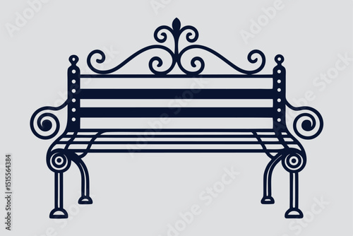 Ornamental vector illustration of a decorative bench in a classic and elegant style