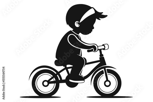 Silhouette of a young child riding a bicycle perfect for graphic design elements