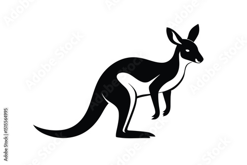 Simple black and white kangaroo silhouette representing australian wildlife and conservation