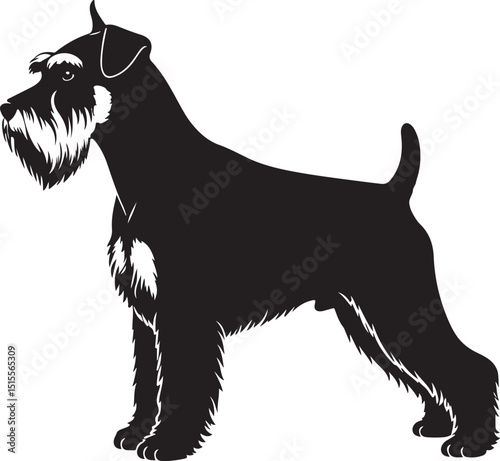Miniature Schnauzer Side View Silhouettes