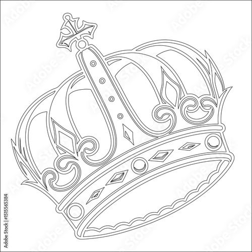 Crown of thorns vintage vector illustration sketch with ornamental black art pattern