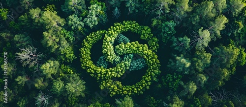 Forest canopy with intricate interwoven green patterns