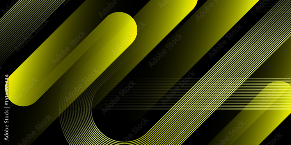 Black abstract backround with yellow curve line for backdrop or presentation