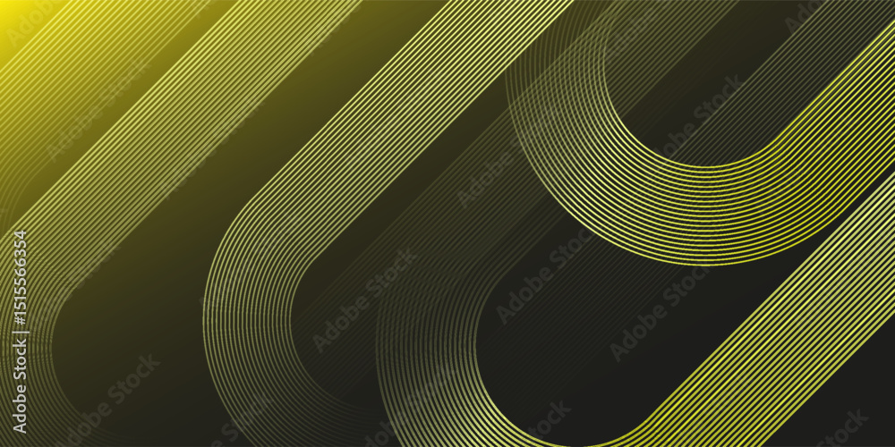 Black abstract backround with yellow curve line for backdrop or presentation