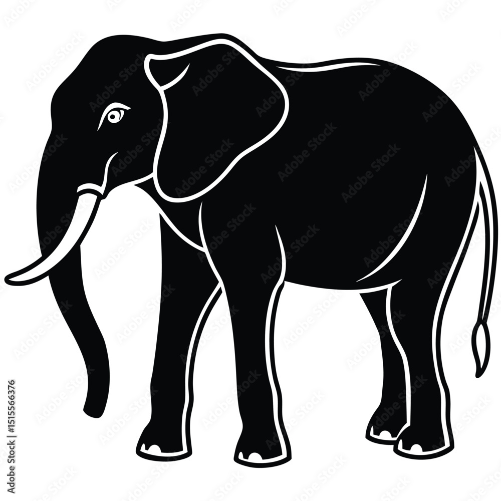 Obraz premium silhouette elephant on white background