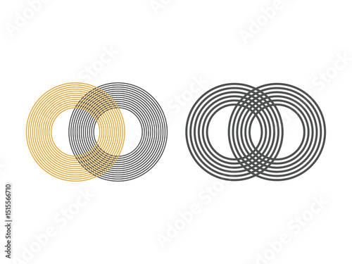 interlocked striped rings symbol pattern design, vector, isolated on transparent background