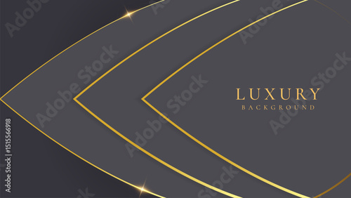 Abstract shape black and gold lines luxury background