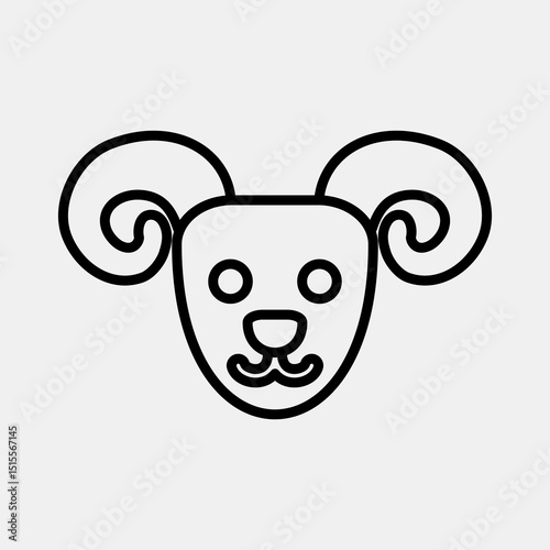 Icon aries the ram. Zodiac horoscope elements. Icon in line style.