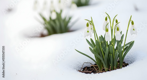 Wallpaper Mural First Snowdrops in White Beauty Emerging Through the Snow Cover Torontodigital.ca