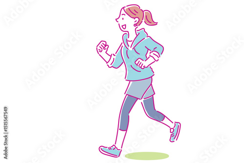 ダイエットで気持ちよくランニングする若い女性