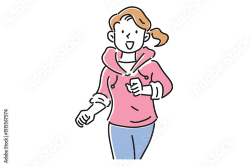 ダイエットで気持ちよくランニングする若い女性