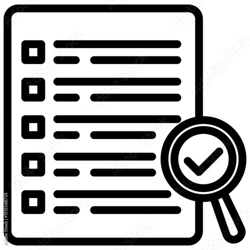Checklist mini illustration black outline icon, use for research and development, education, industry, UI, UX kit, app and web development, digital or print.