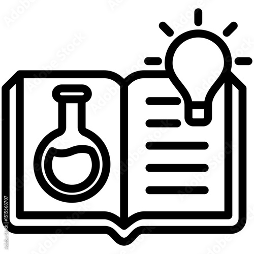 Concept Idea mini illustration black outline icon, use for research and development, education, industry, UI, UX kit, app and web development, digital or print.