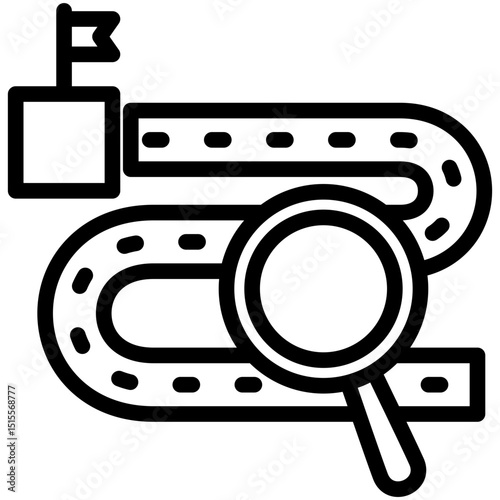 Discovery mini illustration black outline icon, use for research and development, education, industry, UI, UX kit, app and web development, digital or print.