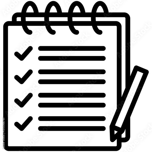 Field Notes mini illustration black outline icon, use for research and development, education, industry, UI, UX kit, app and web development, digital or print.