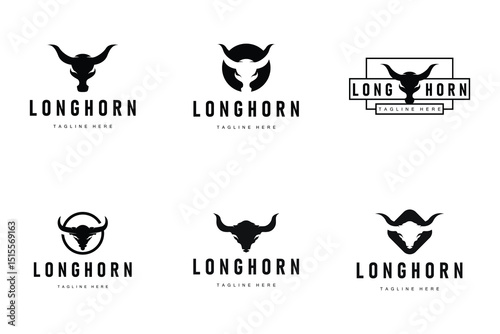 long horn logo illustration design symbol of valor horn with black silhouette icon template