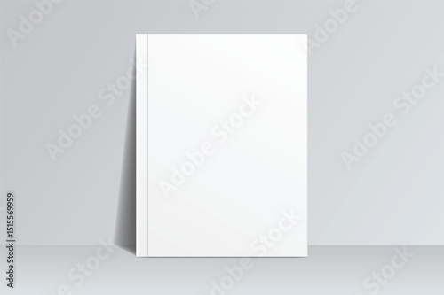 Vector realistic 3d magazine mockup with white blank cover isolated on background. For the business presentation magazine, notebook, booklet, brochure, catalogue or a publisher advertising corporate
