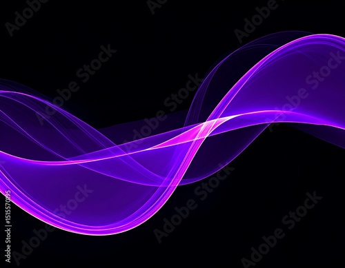 Abstract flowing purple waves on black