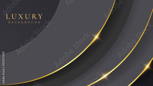 Abstract wave shape black and gold lines luxury background