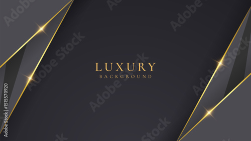 Abstract shape black and gold lines luxury background