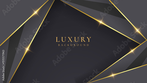 Abstract shape black and gold lines luxury background