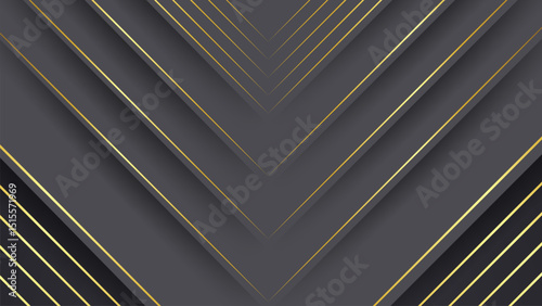 Abstract triangle shape black and gold lines luxury background