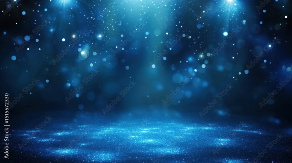 Obraz premium Sparkling Blue Stage Background.