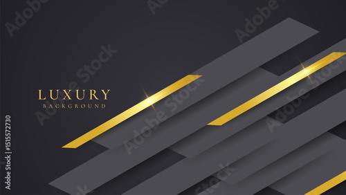 Abstract shape black and gold lines luxury background