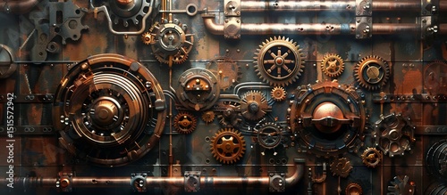 Ornate steampunk mechanical panel