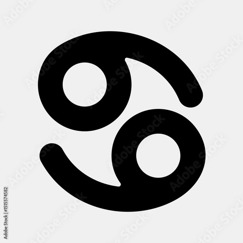 Icon cancer. Zodiac horoscope elements. Icon in glyph style.
