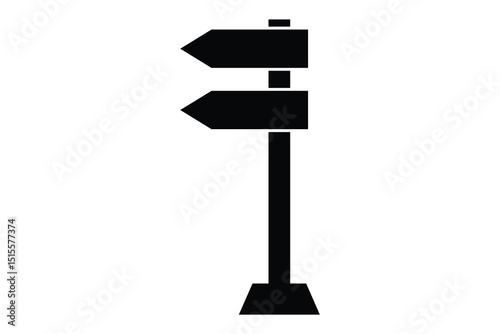 black direction signpost icon. street way signpost icon.