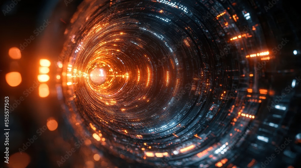 Abstract digital tunnel glowing circuit illumination fantastic journey technology infrastructure Abstract digital tunnel glowing circuit illumination fantastic journey technology infrastructure