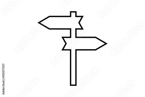 black direction signpost icon. street way signpost icon.