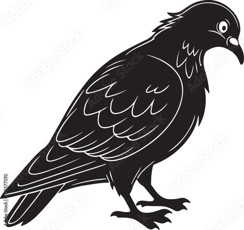 Dove Silhouette with Head Turned Downward