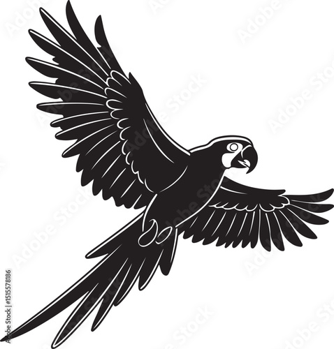 Flying Parrot Silhouette with Forward Wing Motion
