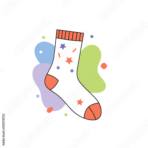 Colorful sock with stars design on abstract background  
