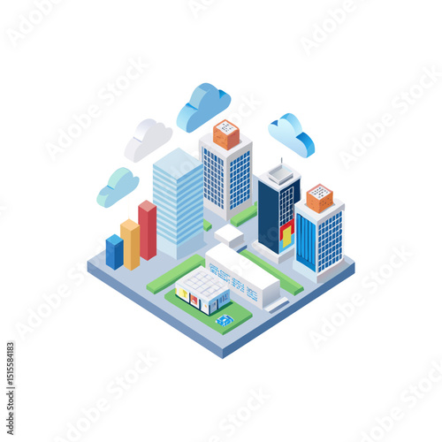 Isometric Smart City and Cloud Technology