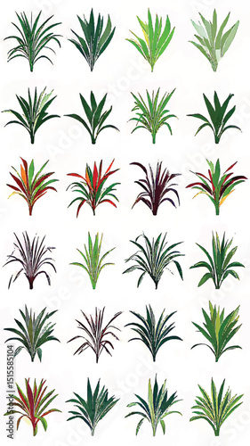Exotic Greenery and Decorative Foliage: Artistic Illustration of House Plants for Eco-Friendly Urban Home Decor