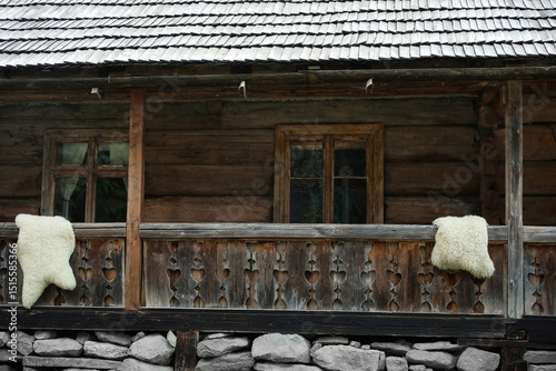 Porch of old wooden house i...
