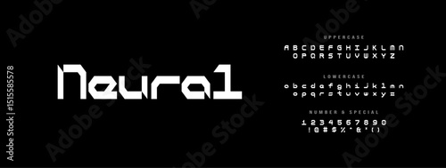 Modern Geometric Neural Font perfect for branding design projects logos and stylish typography applications offering a clean and scalable typeface