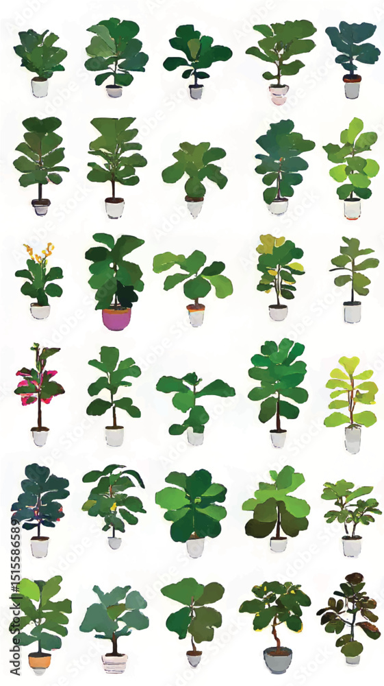 Fototapeta premium Indoor Plant Haven: A Vibrant Tropical Paradise of Lush Greenery and Decorative Pots for Eco-Friendly Living