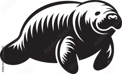 Wallpaper Mural manatee icon, manatee clipart vector, manatee silhouette vector black and white Torontodigital.ca
